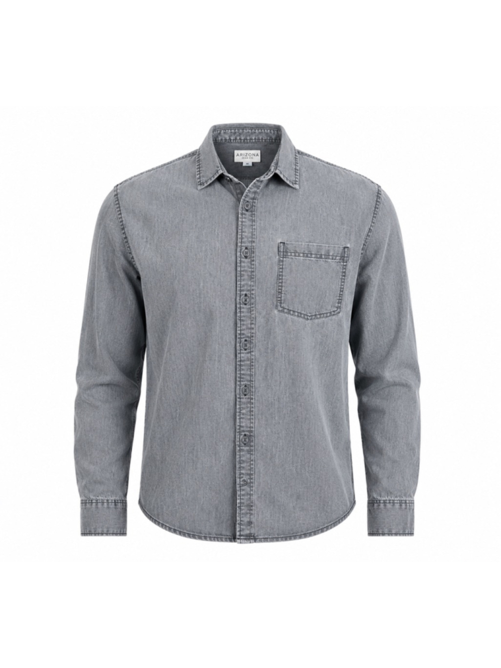Arizona Jean Co Men’s Faded Gray Chambray Button Up Sz S Long Sleeve Pocket